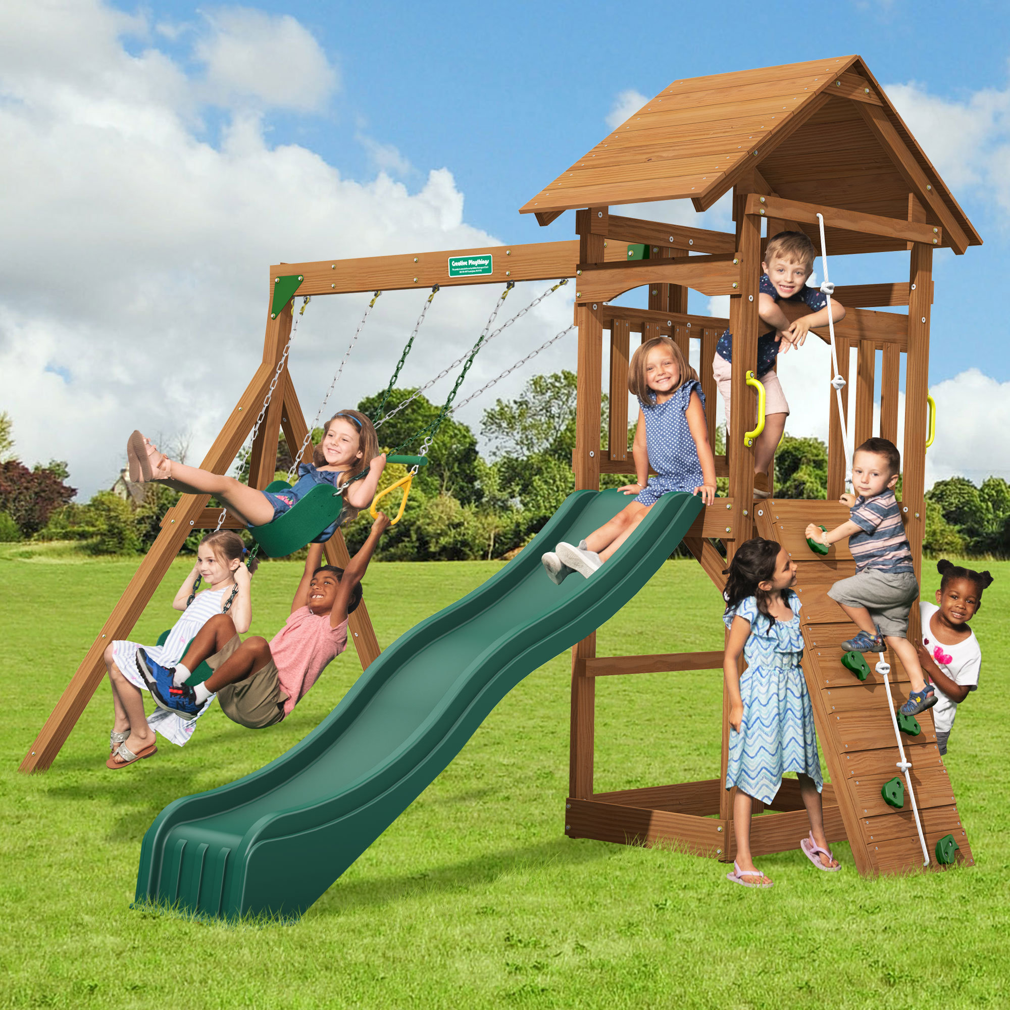Creative Playthings Raleigh Swing Set Reviews Wayfair